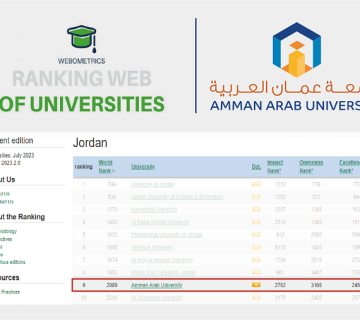 جامعة عمان العربية بالمرتبة التاسعة507 360x320